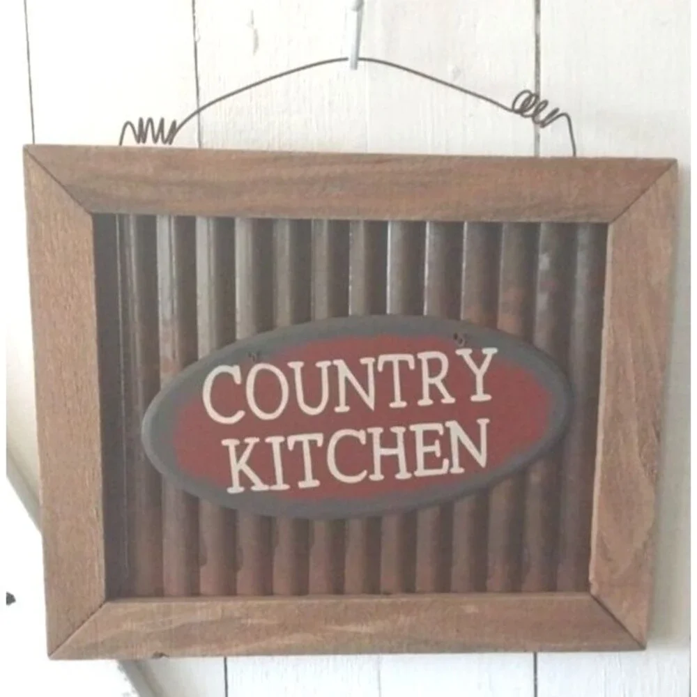 Country Kitchen Wooden Primitive Wood Metal Hanging Sign Decor 10